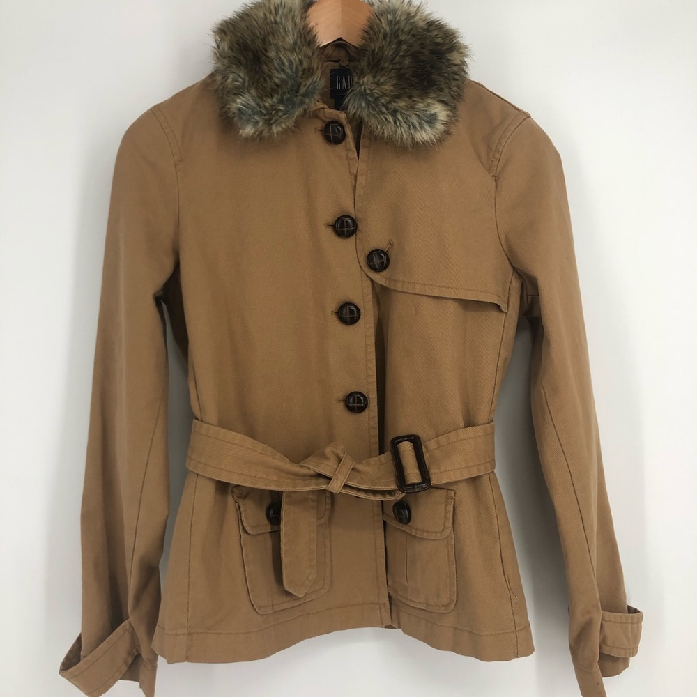 Gap Tan Canvas Utility Coat Button-up Jacket
